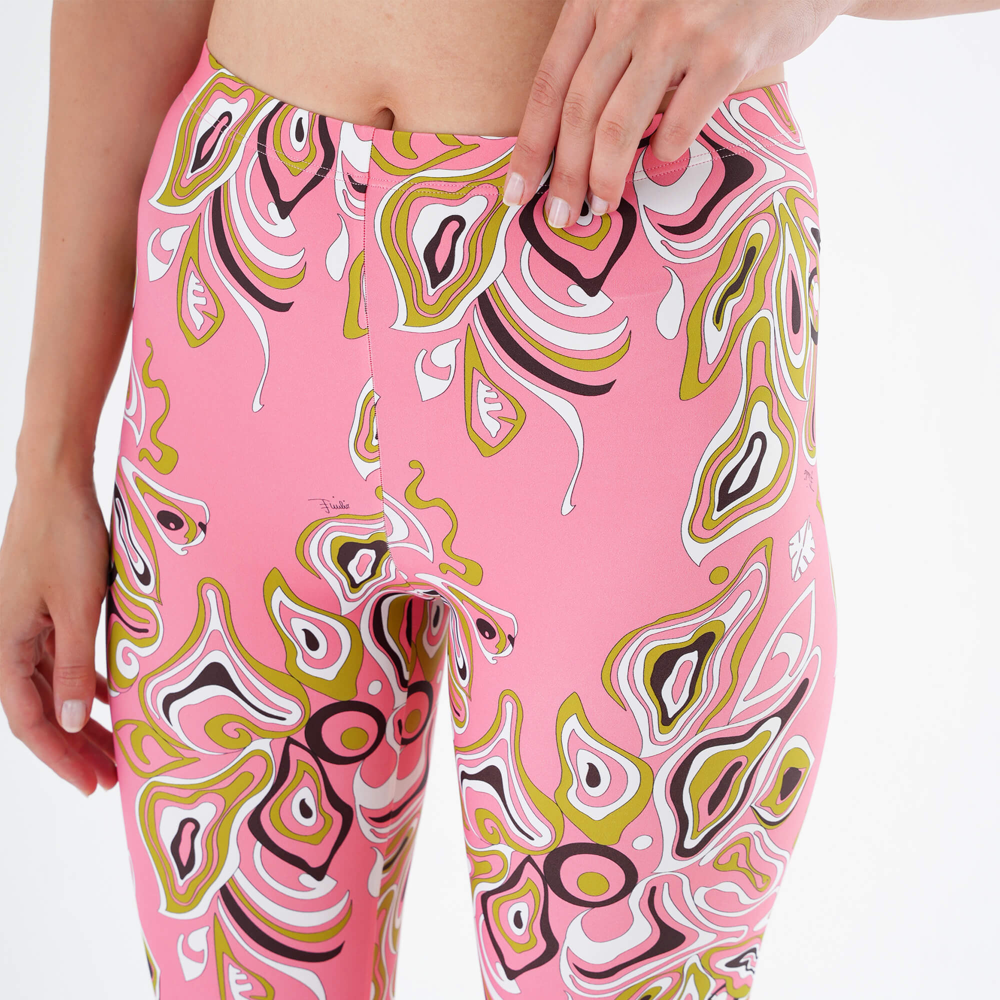 Emilio Pucci - Africana Abstract Print Cropped Leggings in Pink & Purple M